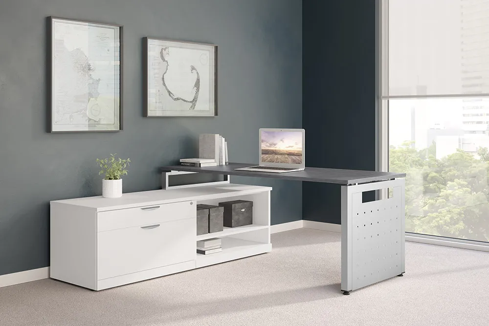Modern L-shaped Desk With Side Storage