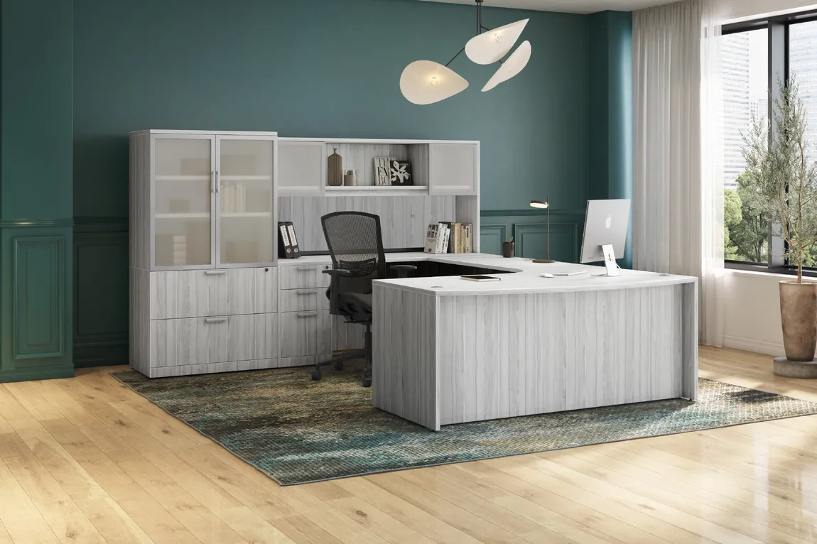 Bow Front U Shape Desk with Storage
