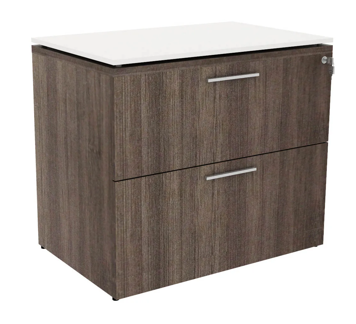 2 Drawer Lateral File Cabinet with Glass Top