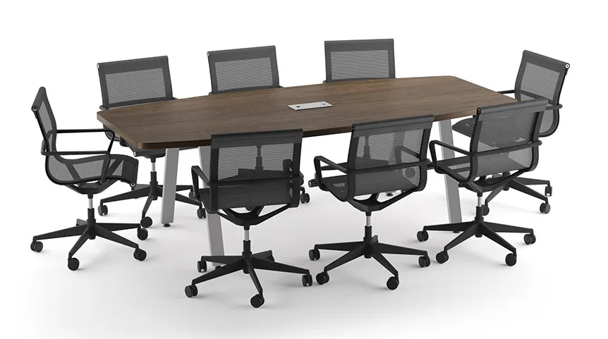 Boat Shaped Conference Table with Metal Legs