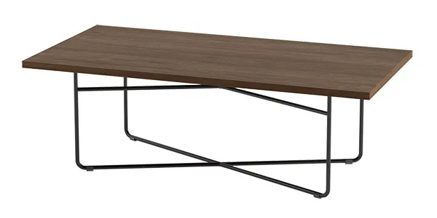Rectangular Coffee Table with Steel Rod Base