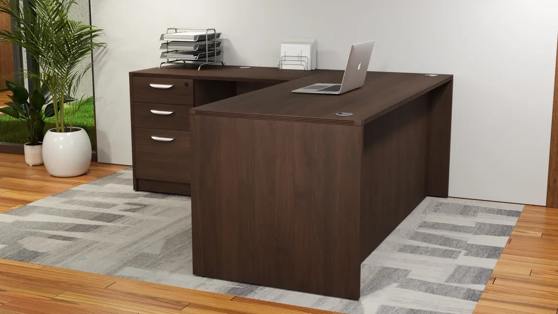 L Shaped Desk with Drawers