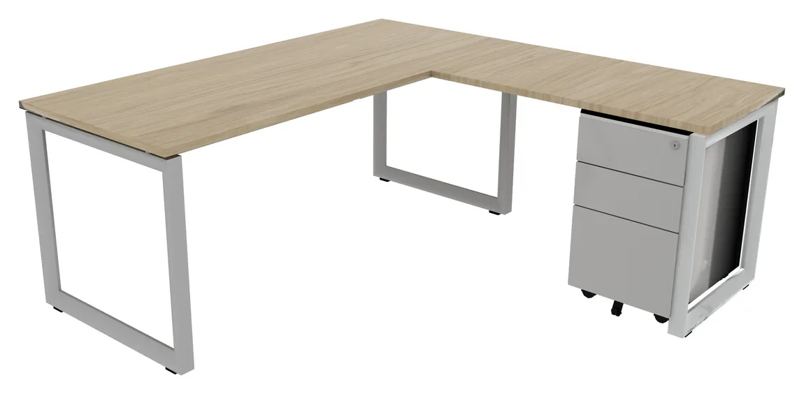 Modern L Shaped Desk with Drawers