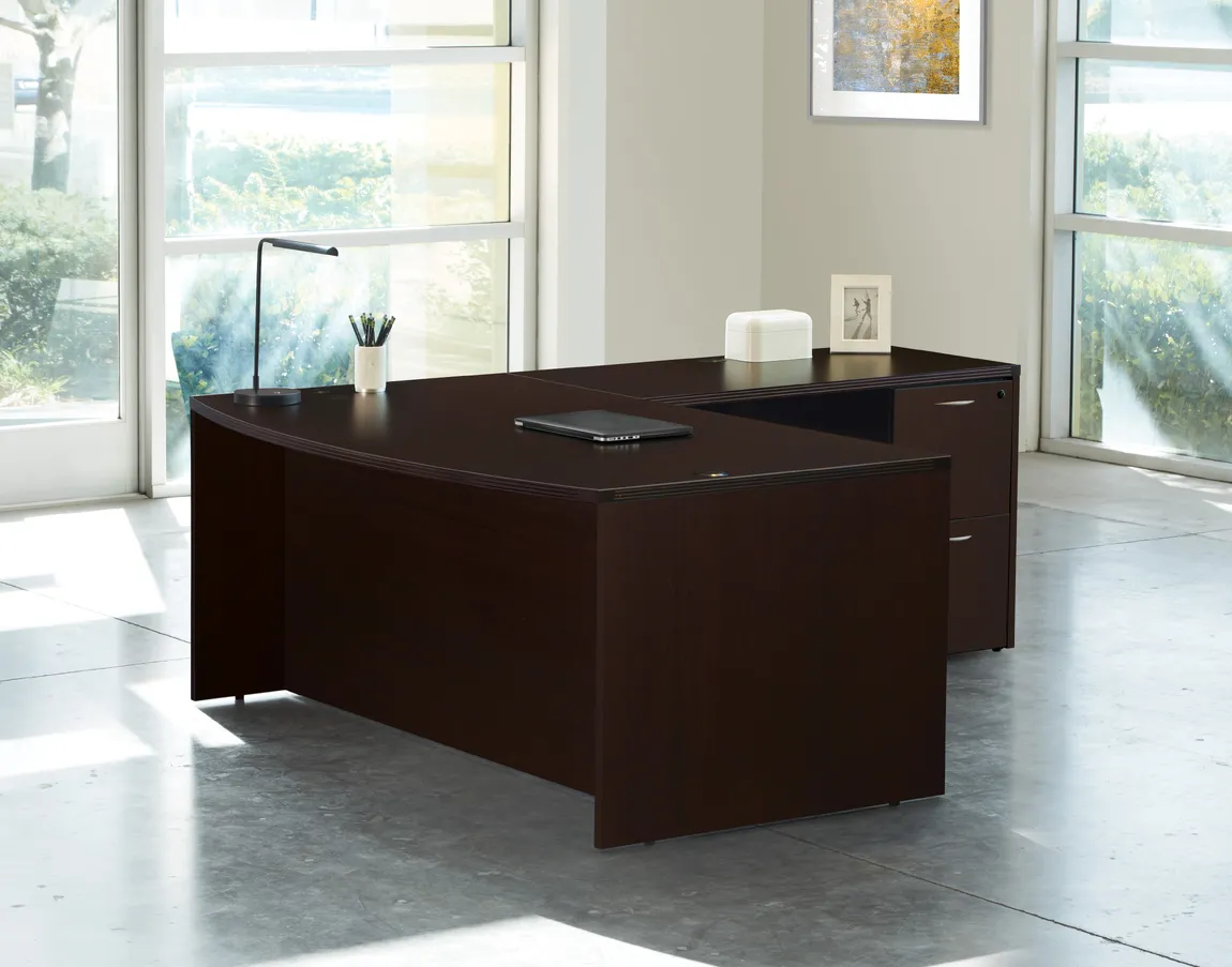 Bow Front L Shaped Desk
