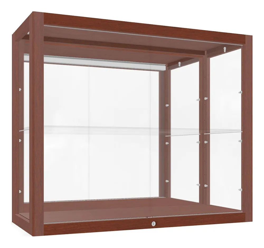 small wall mounted display case with wood frame 36 x 30 12