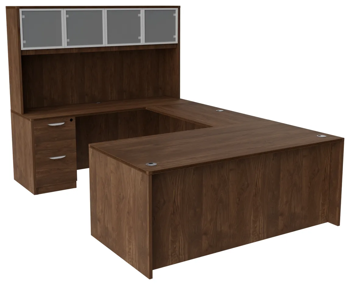 U Shaped Desk with Hutch
