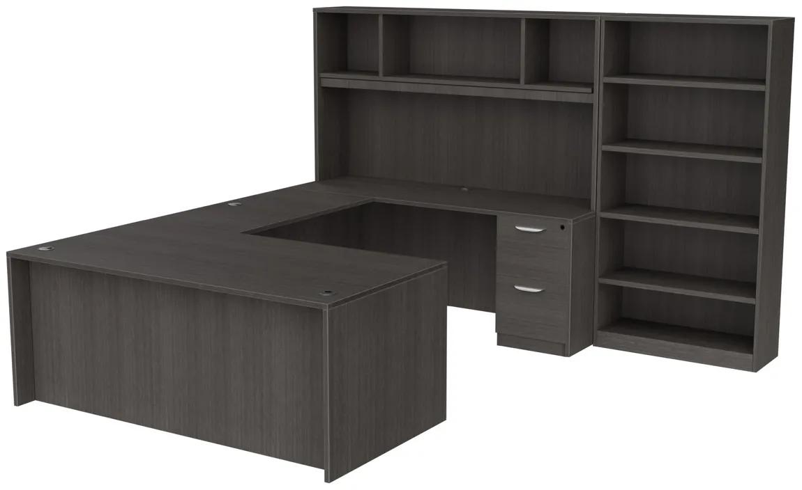 U Shaped Desk with Bookcase