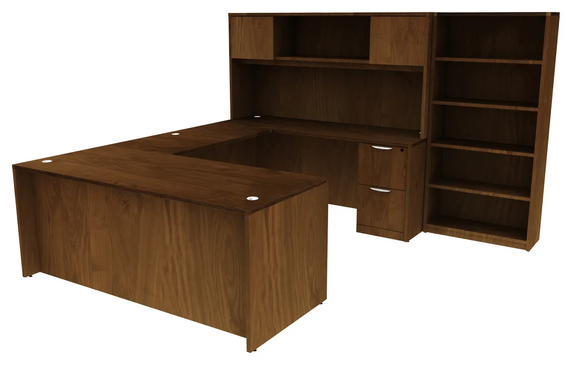 U Shaped Desk with Bookcase