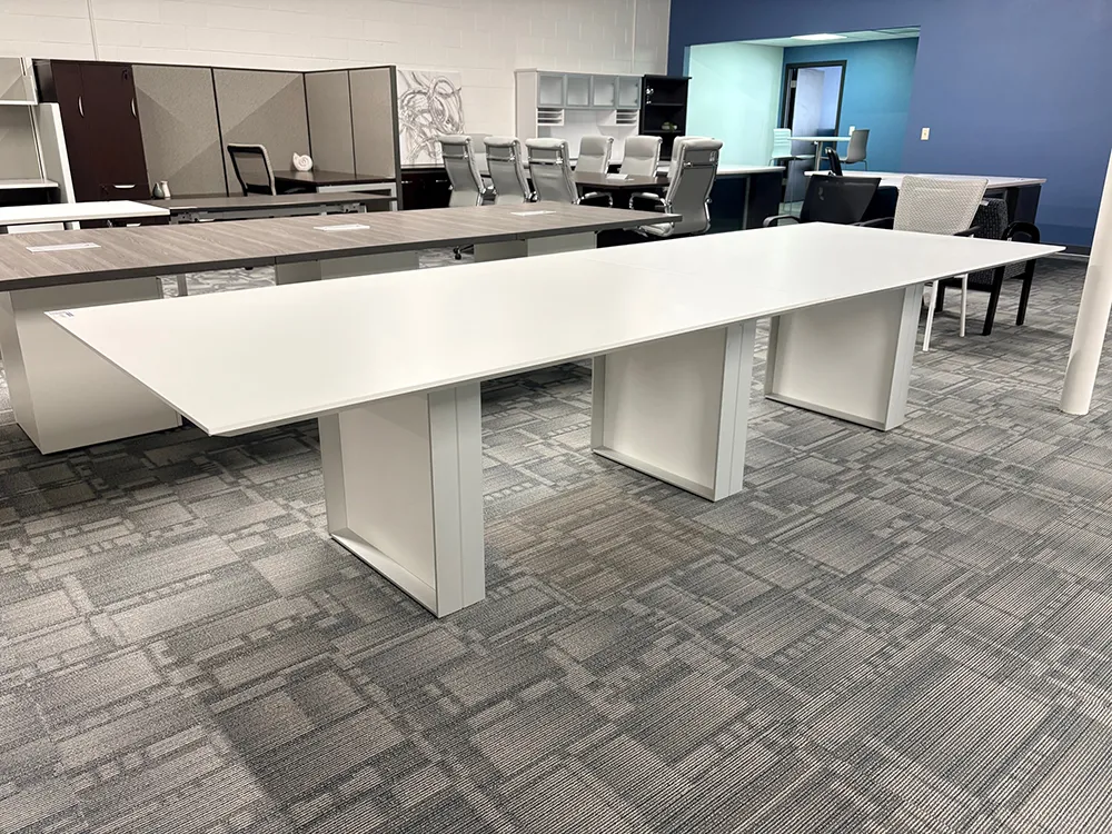 12' White Conference Table