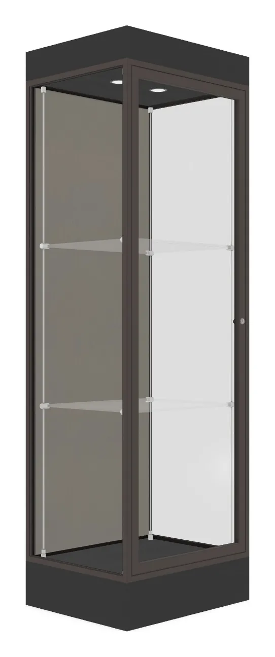 small tower display case with led lighting 24 x 76 16