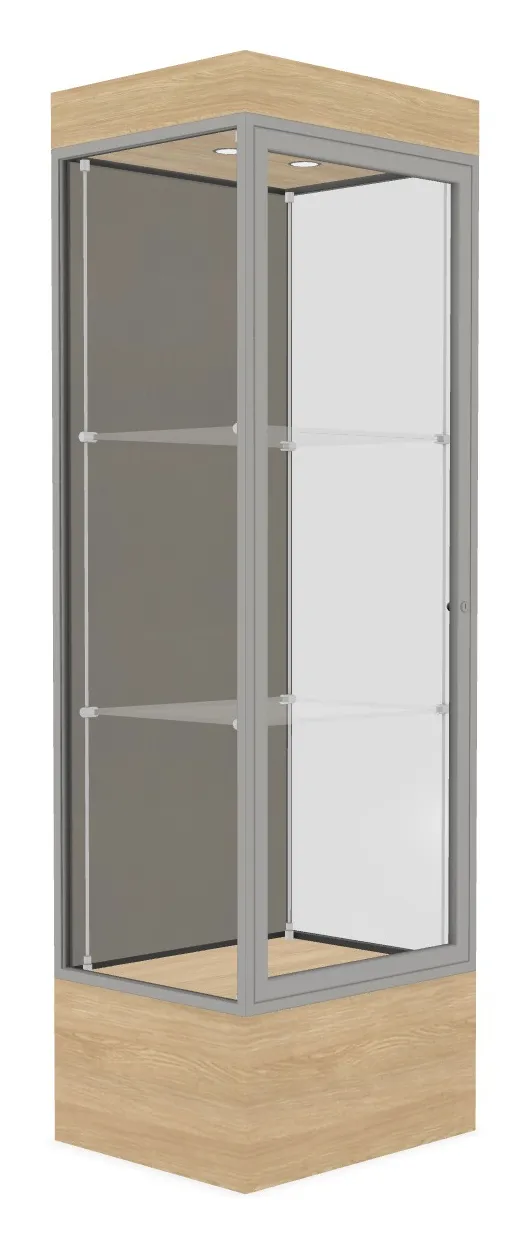 small lighted display case with 12 base 24 x 76 15