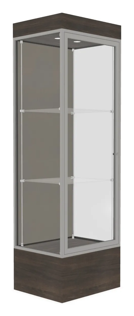 small lighted display case with 12 base 24 x 76 17