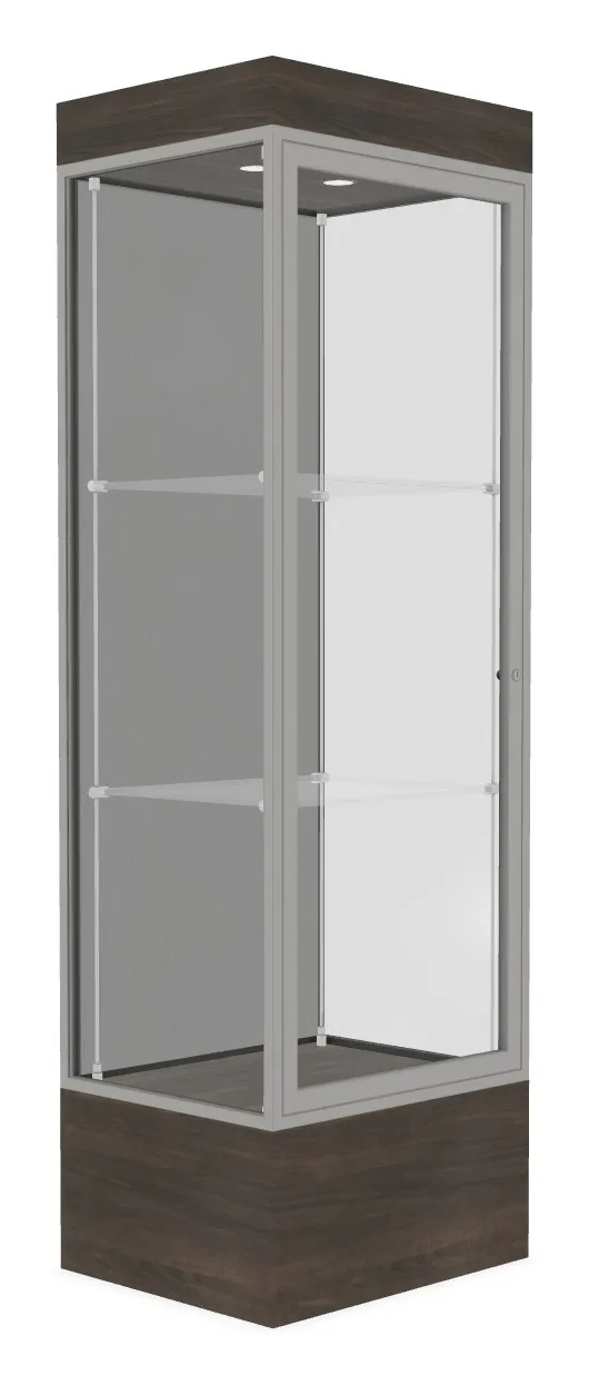 small lighted display case with 12 base 24 x 76 24