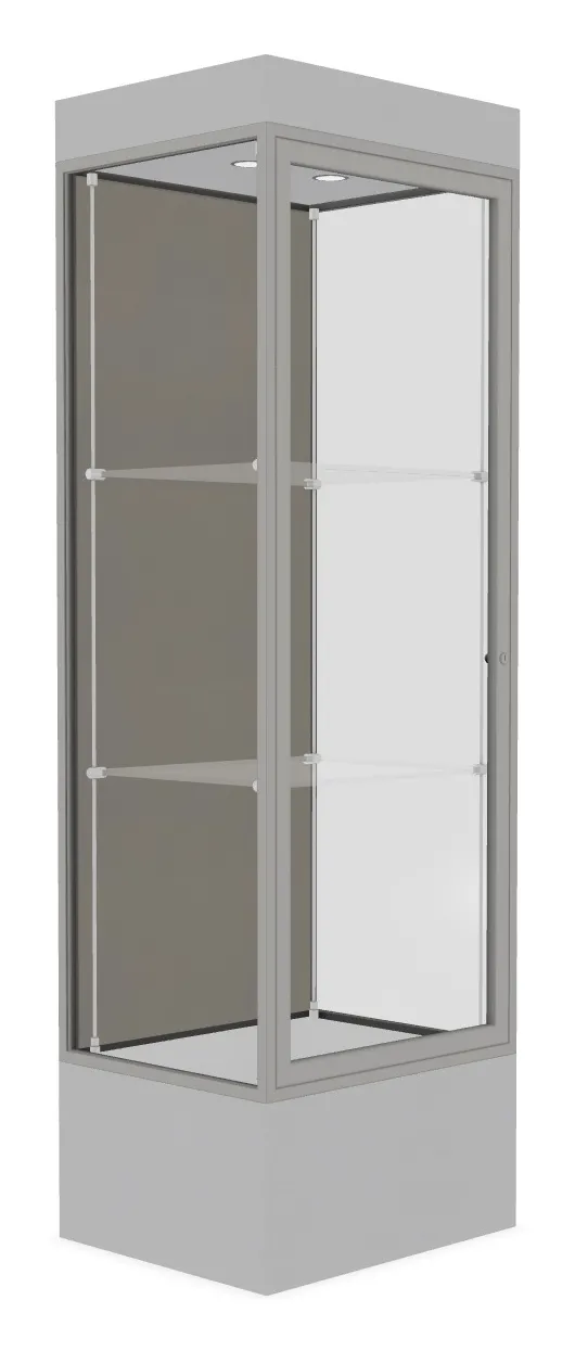 small lighted display case with 12 base 24 x 76 18