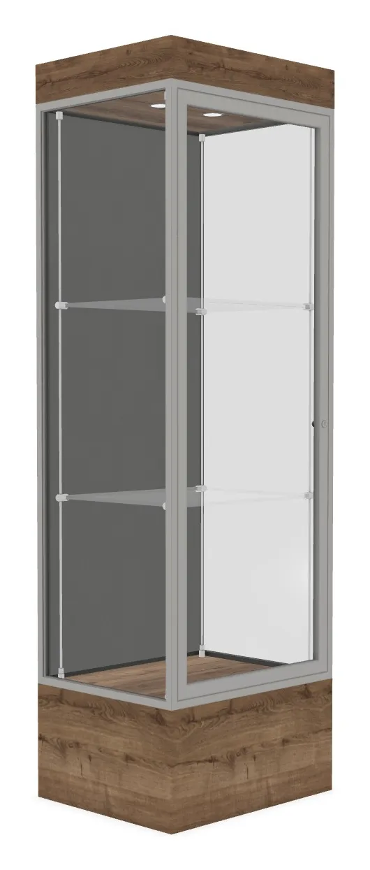 small lighted display case with 12 base 24 x 76 33