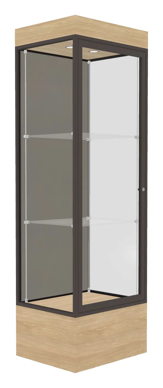 small lighted display case with 12 base 24 x 76 15