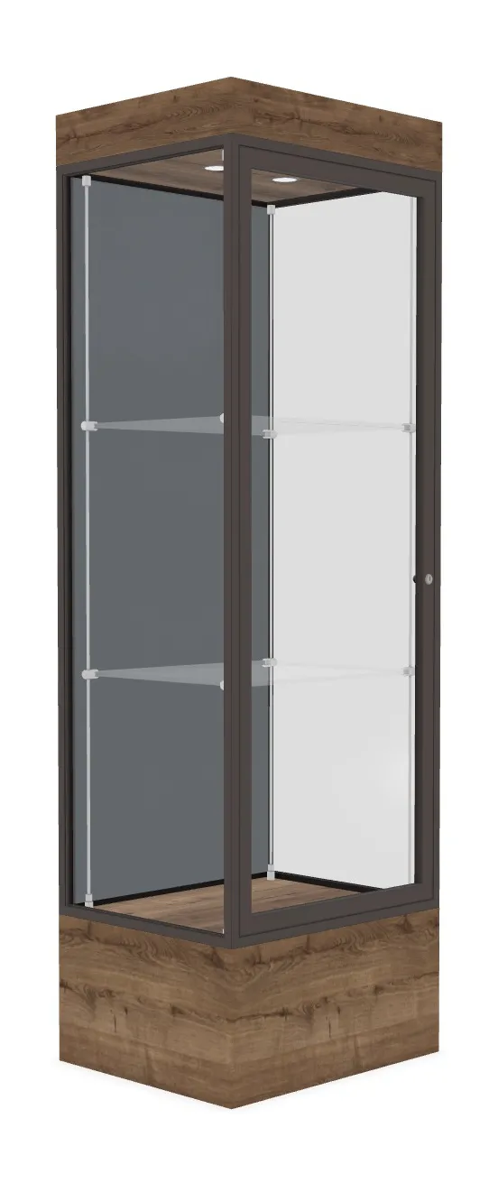 small lighted display case with 12 base 24 x 76 12