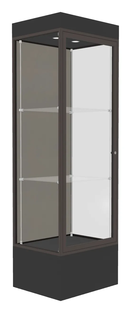 small lighted display case with 12 base 24 x 76 16