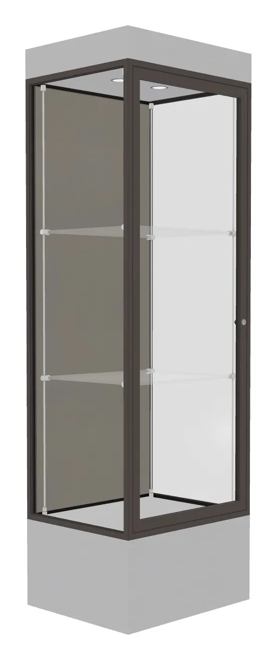 small lighted display case with 12 base 24 x 76 18