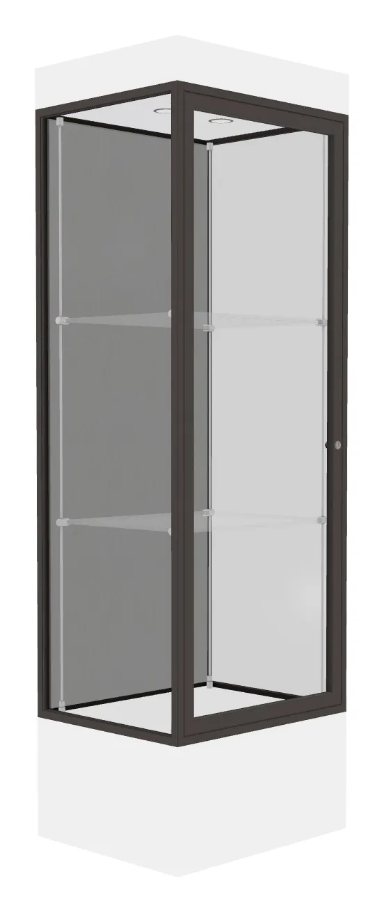 small lighted display case with 12 base 24 x 76 27