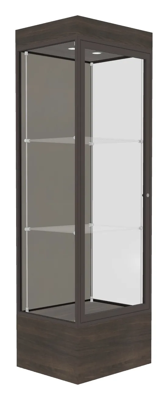 small lighted display case with 12 base 24 x 76 17