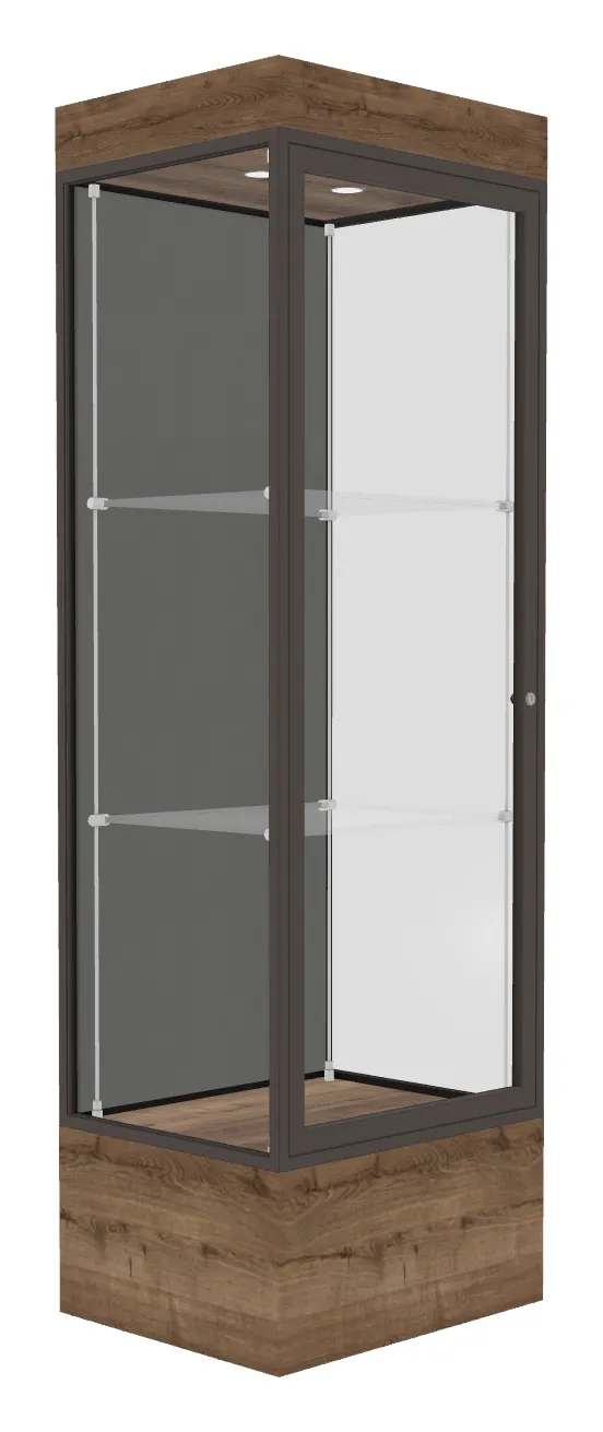 small lighted display case with 12 base 24 x 76 33