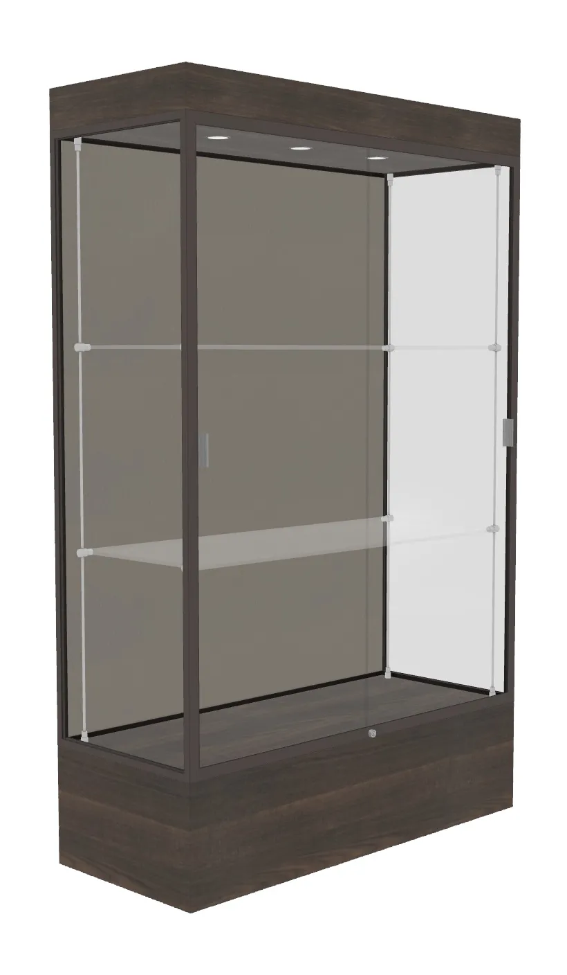 small lighted display case with 12 base 48 x 76 17