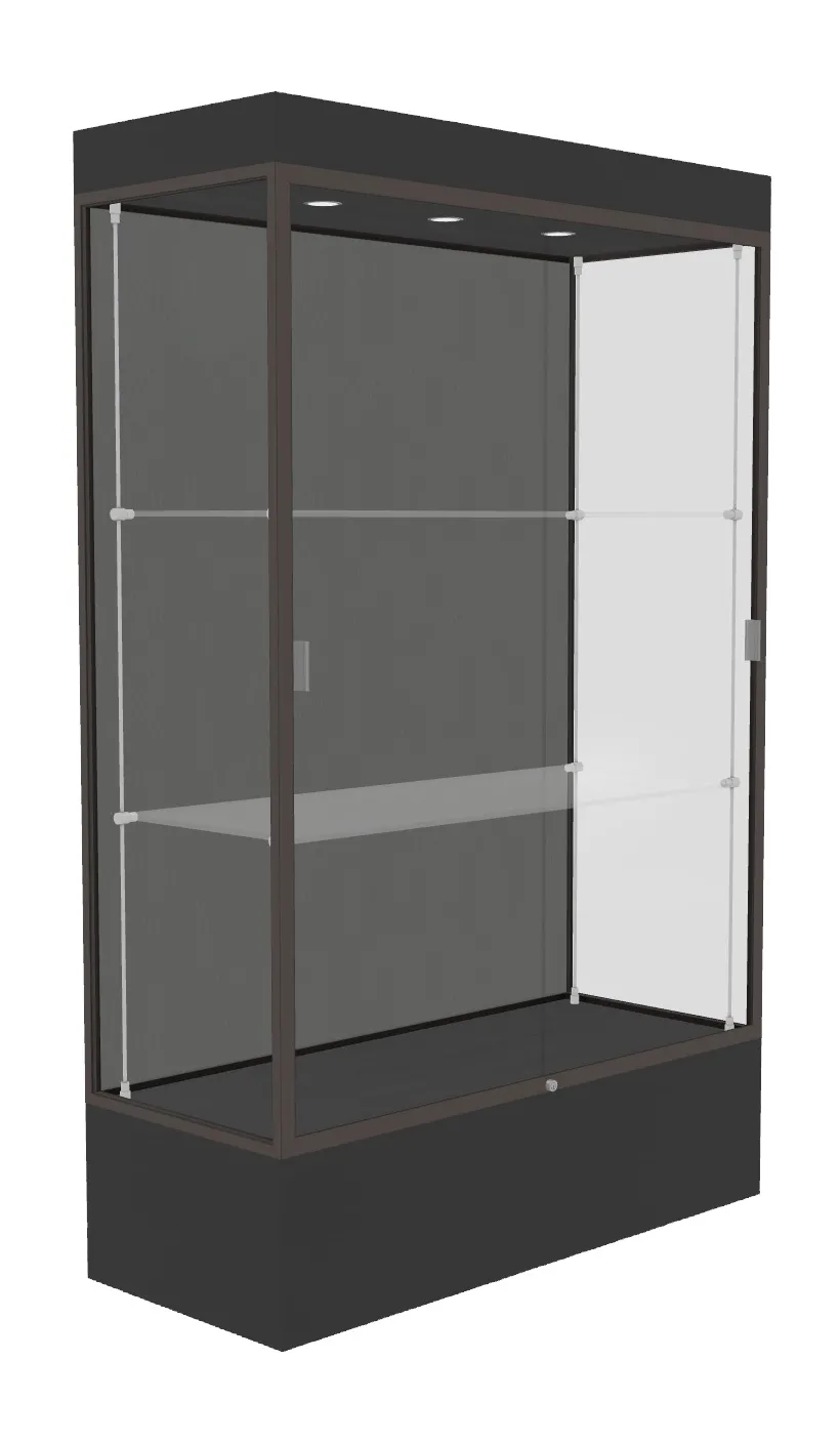 small lighted display case with 12 base 48 x 76 30
