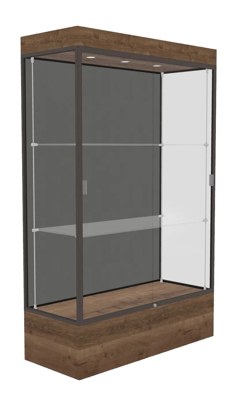 small lighted display case with 12 base 48 x 76 33