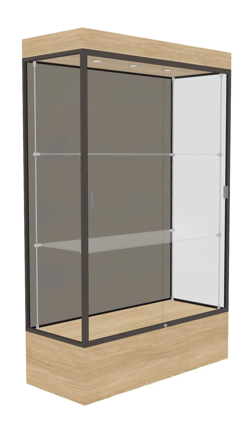small lighted display case with 12 base 48 x 76 15