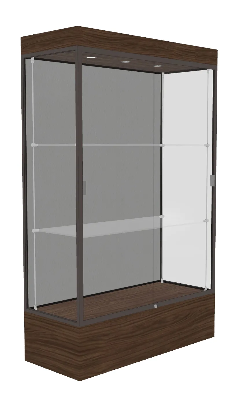 small lighted display case with 12 base 48 x 76 28