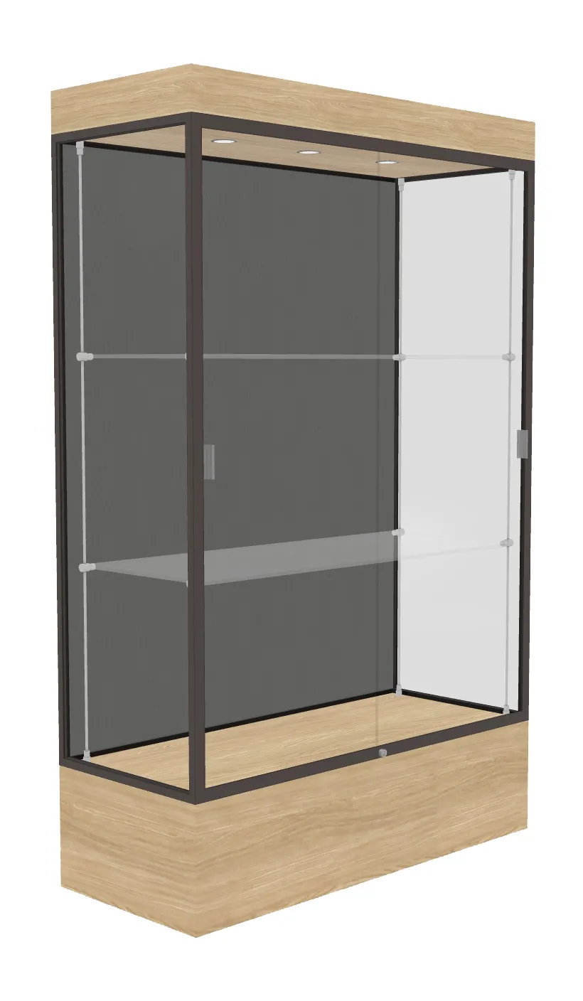 small lighted display case with 12 base 48 x 76 29