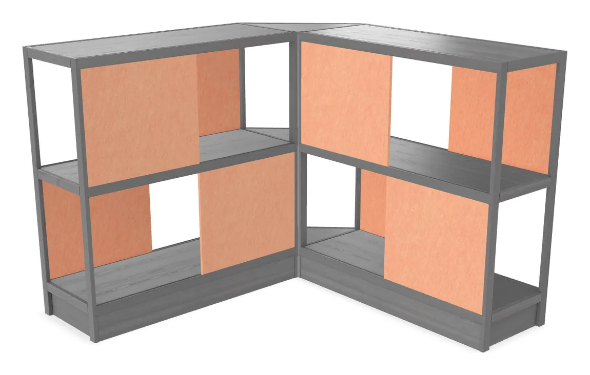 small wood shelving unit with acoustic panels 93 x 50 12