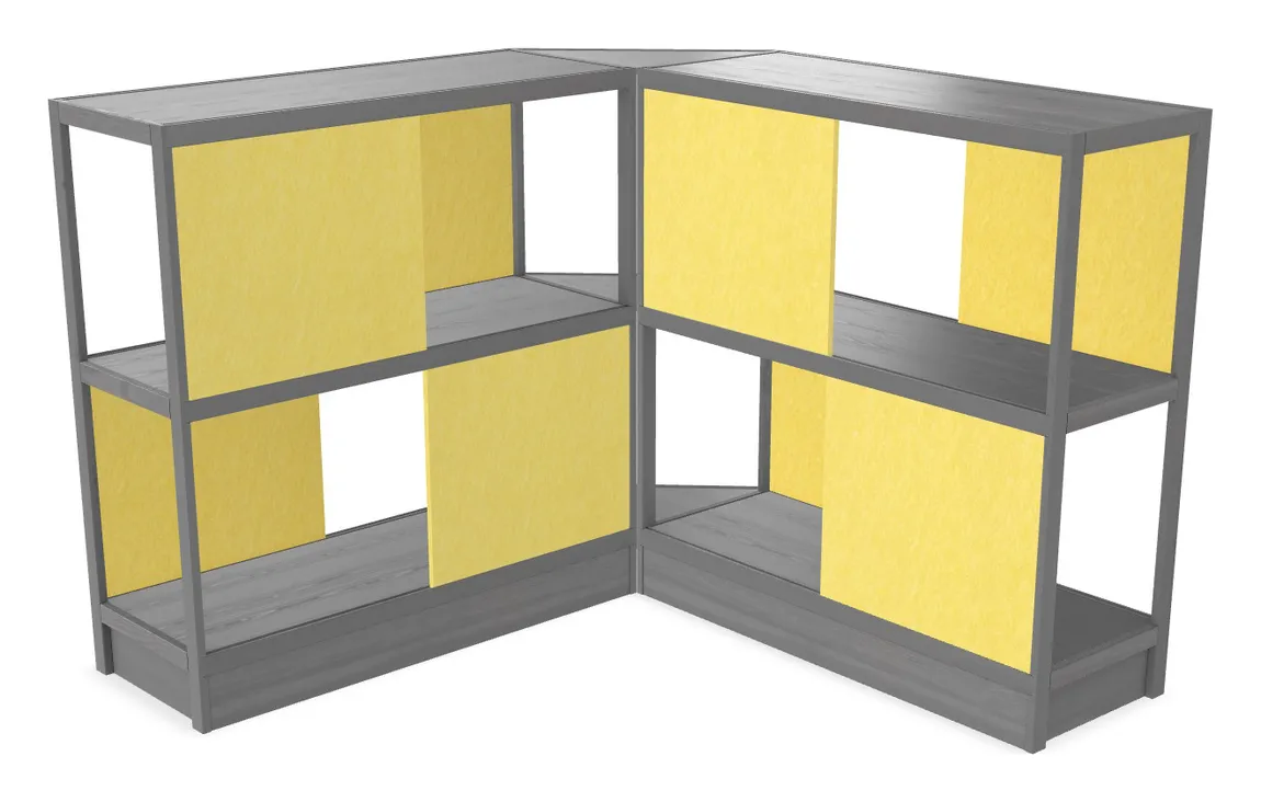 small wood shelving unit with acoustic panels 93 x 50 14