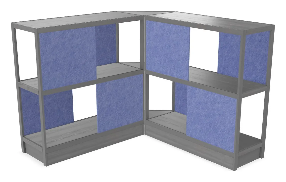 small wood shelving unit with acoustic panels 93 x 50 11