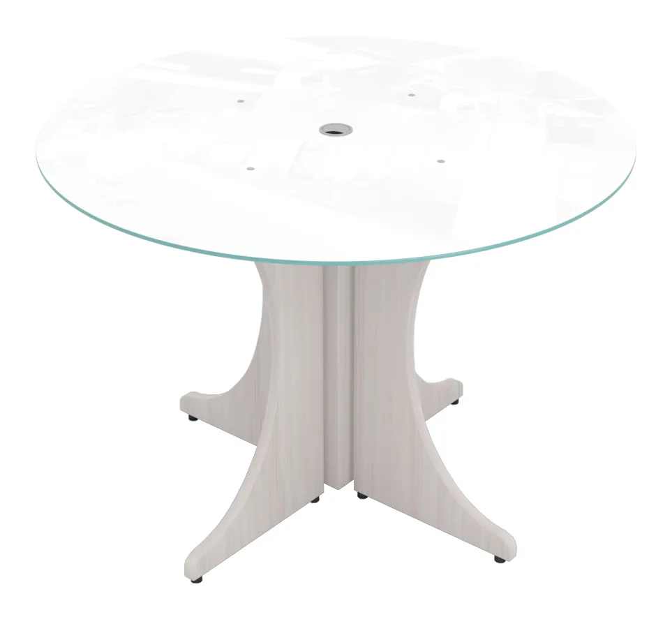 Round Conference Table with Glass Top