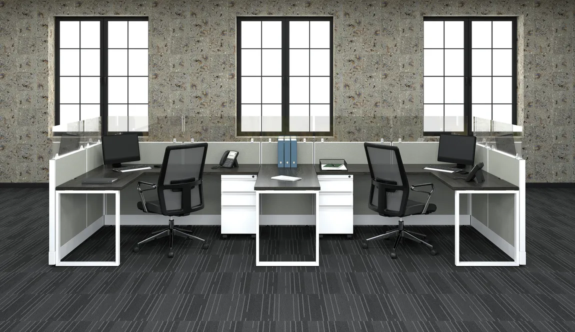 Two Person Cubicle with Drawers