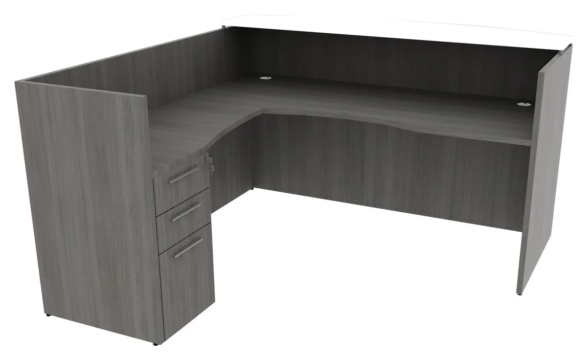 L Shaped Reception Desk with Drawers