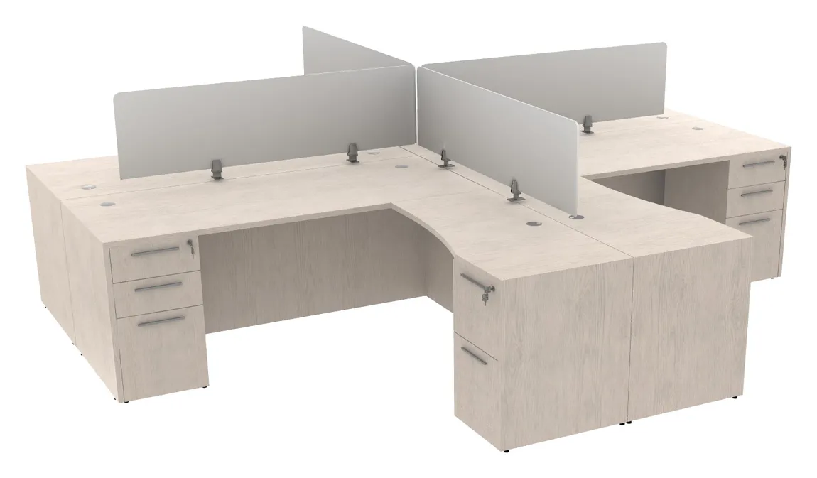 4 Person Desk with Privacy Panels