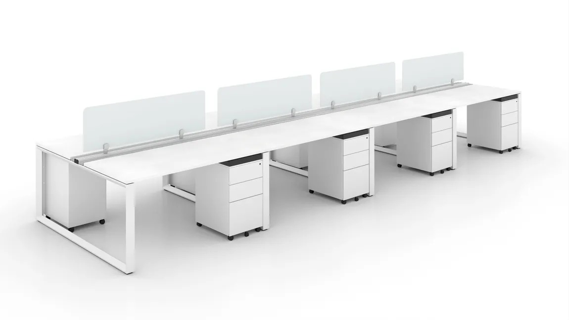 8 Person Workstation with Privacy Panels