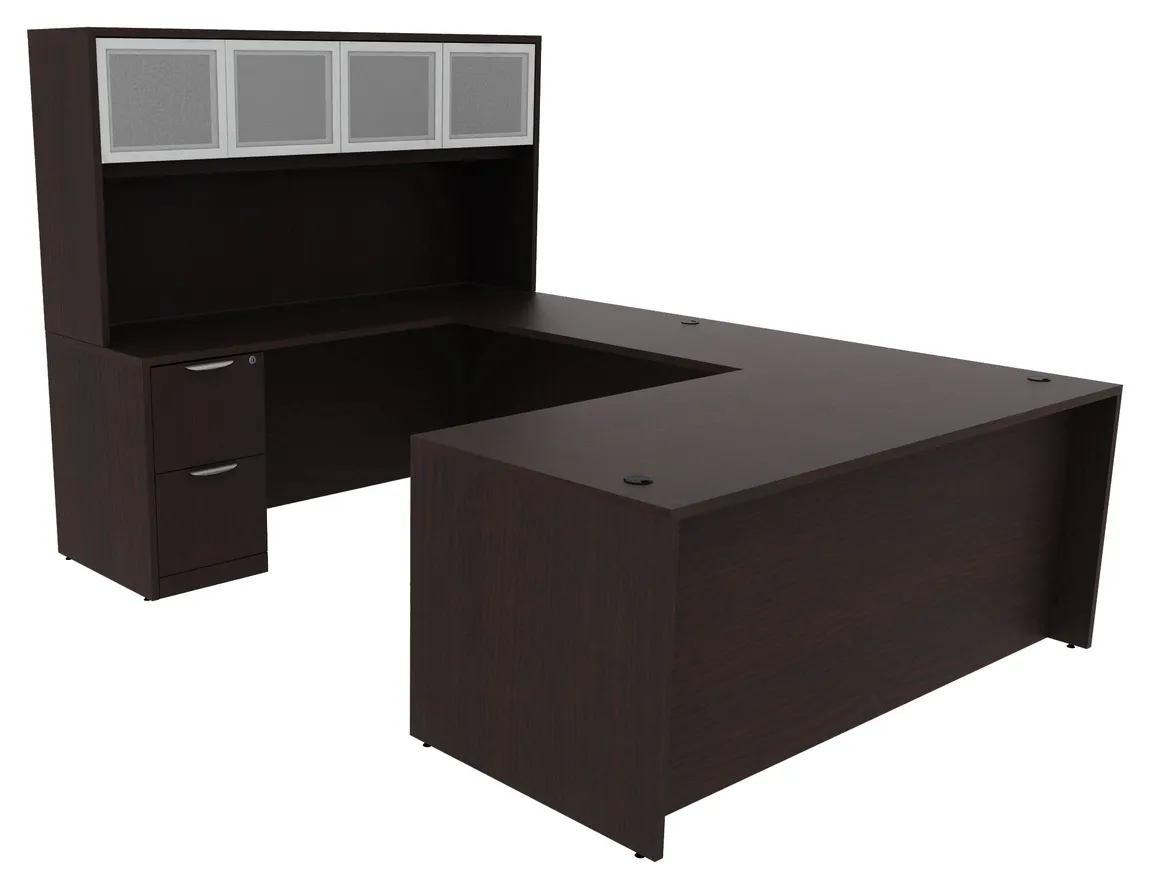 U Shaped Desk with Hutch