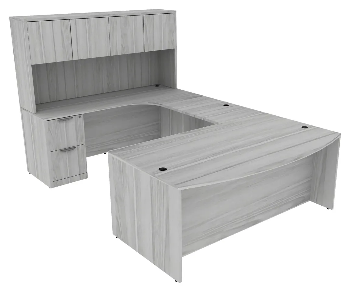 small bow front u shaped desk with hutch 2