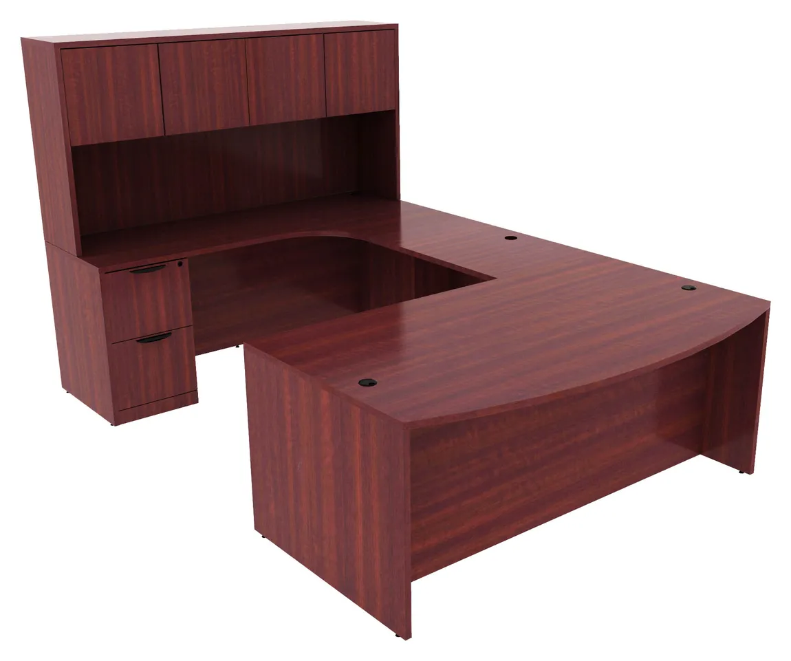 small bow front u shaped desk with hutch 6