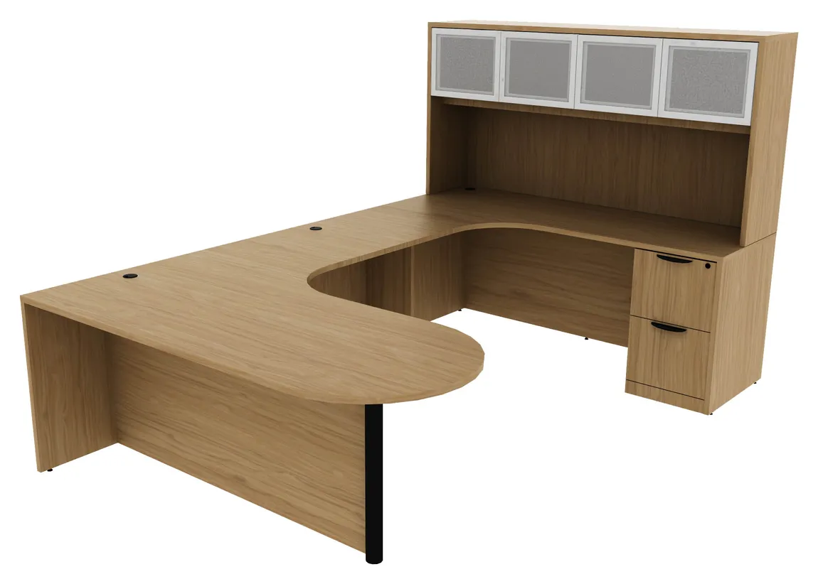 U Shaped Peninsula Desk with Hutch