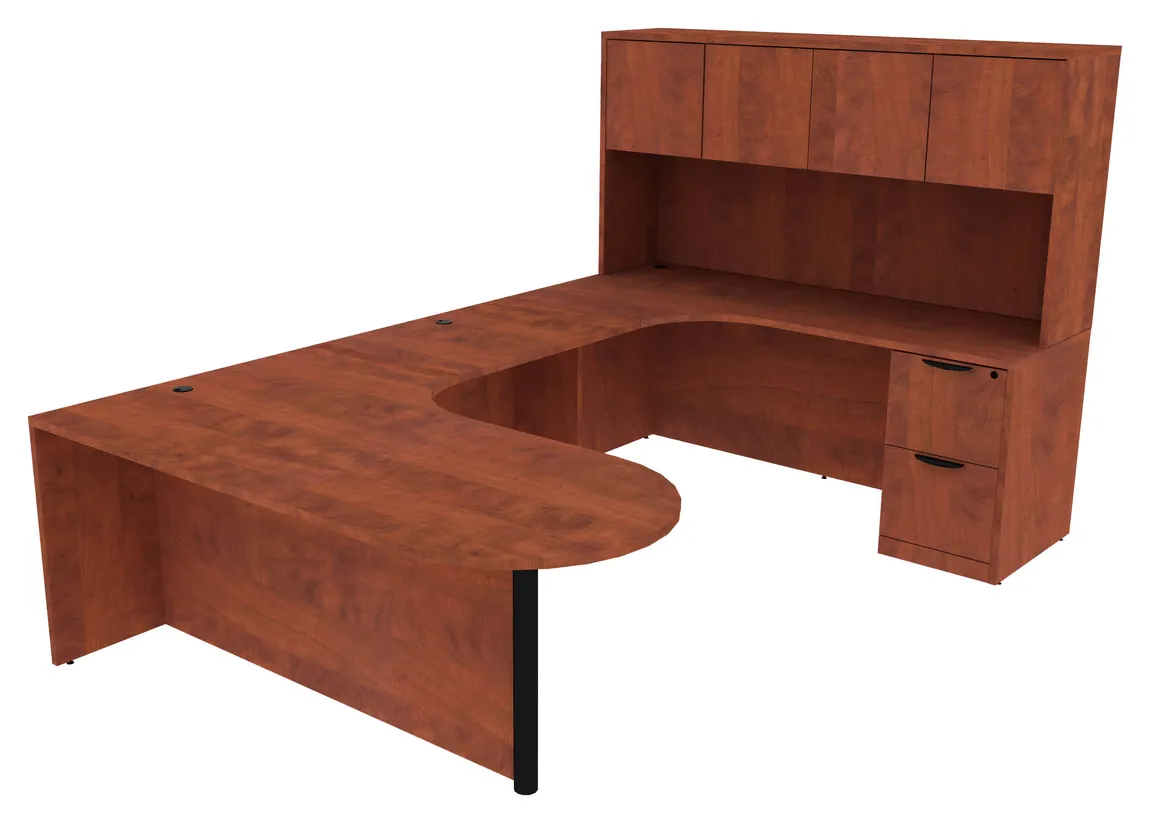 U Shaped Peninsula Desk with Hutch