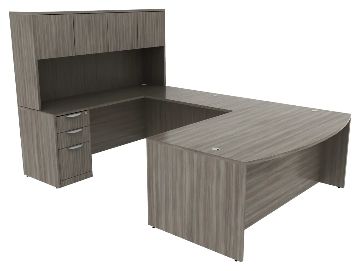 Bow Front U Shape Desk with Hutch