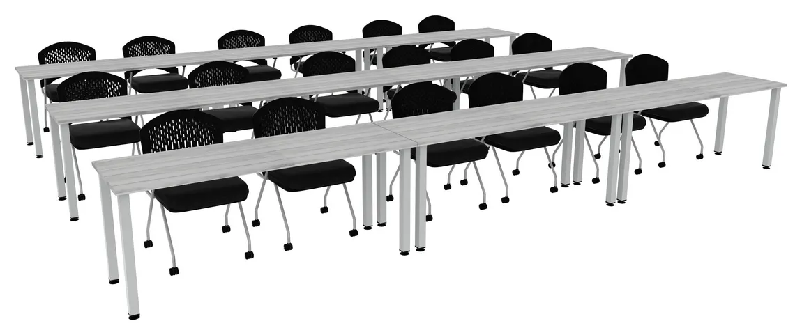 small three rows of training tables square legs 13