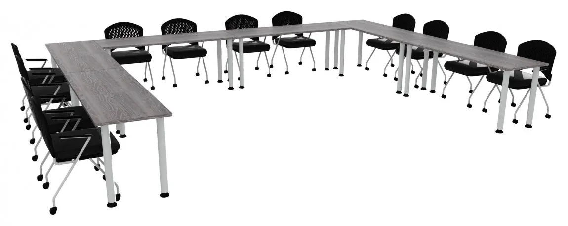 small u shaped training table set round legs 12
