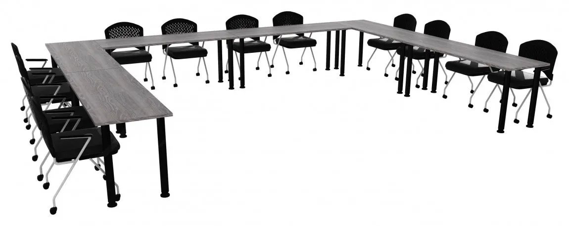 small u shaped training table set round legs 12