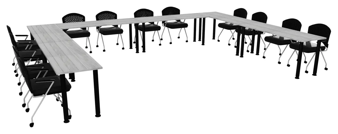small u shaped training table set round legs 13
